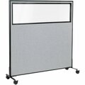 Interion By Global Industrial Interion Mobile Office Partition Panel with Partial Window, 60-1/4inW x 63inH, Gray 694986MGY